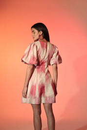 Pink Ripple Beaded Mini Dress