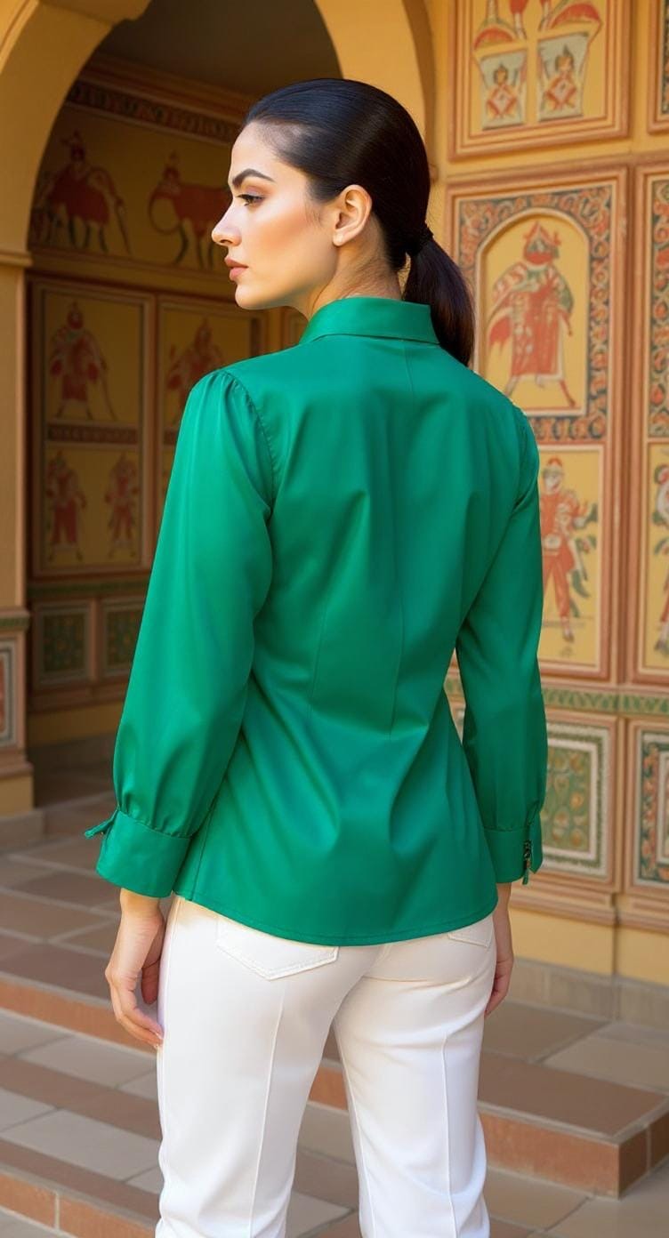 Macramé Pocket Shirt Emerald Green