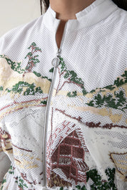 Ivory Crest Embroidered Long Dress