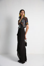 Short Jacket With Draped Skirt and Bralette
