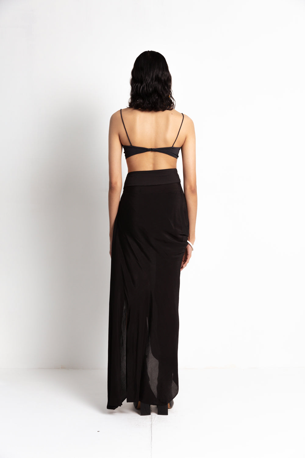 Midday Long Jacket With Black Drape Skirt