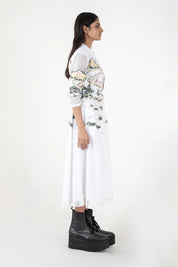Ivory Crest Embroidered Long Dress
