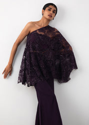 Embroidered One Shoulder Co-ord