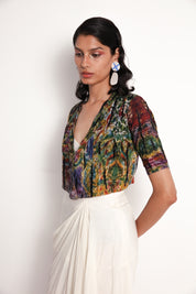 Midday Jacket With Off White Drape Skirt