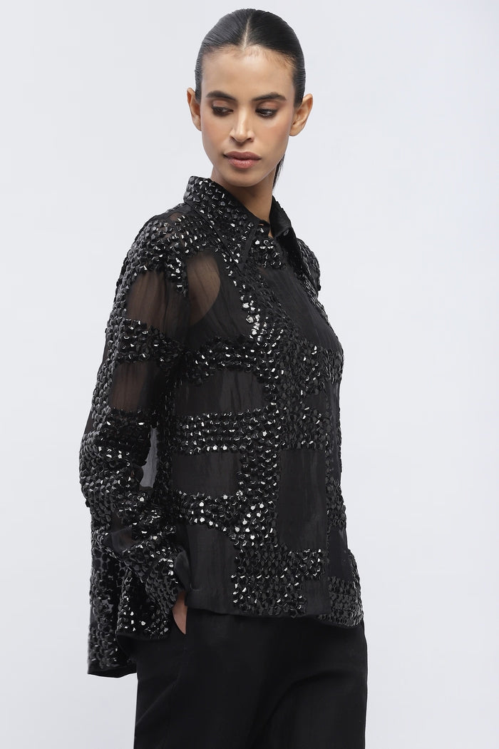 Silk Organza Sequin Shirt