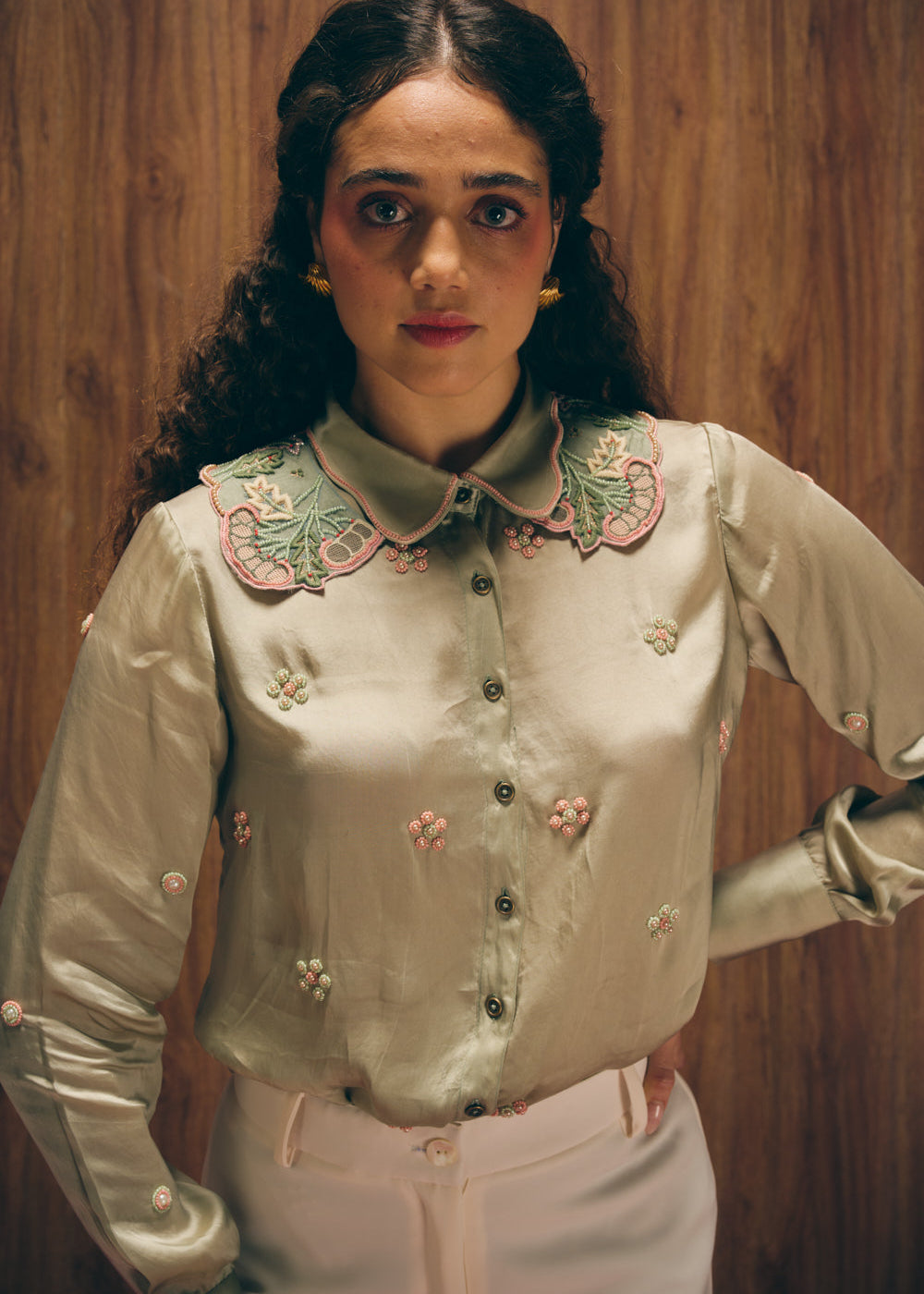 Sage satin top image 0