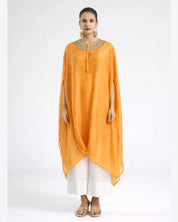 Bandhej Mango Orange & Gold Kurta Set