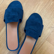 Suede Charm Mules Blue 3 Charms