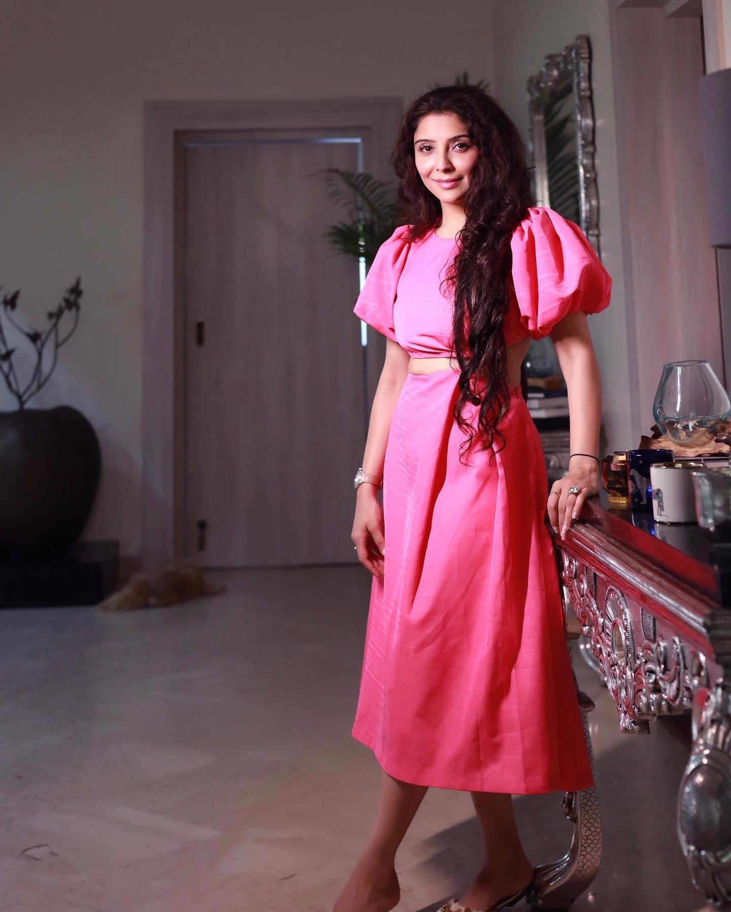 Jai Madaan in Our Pink Puffed Sleeve Dress
