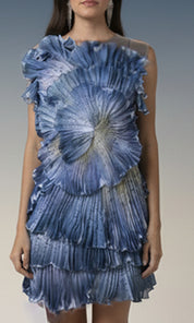 Blue Halo Ruffle Mini Dress