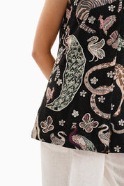 Safari Jungle Jacquard Jacket with White Linen Pants