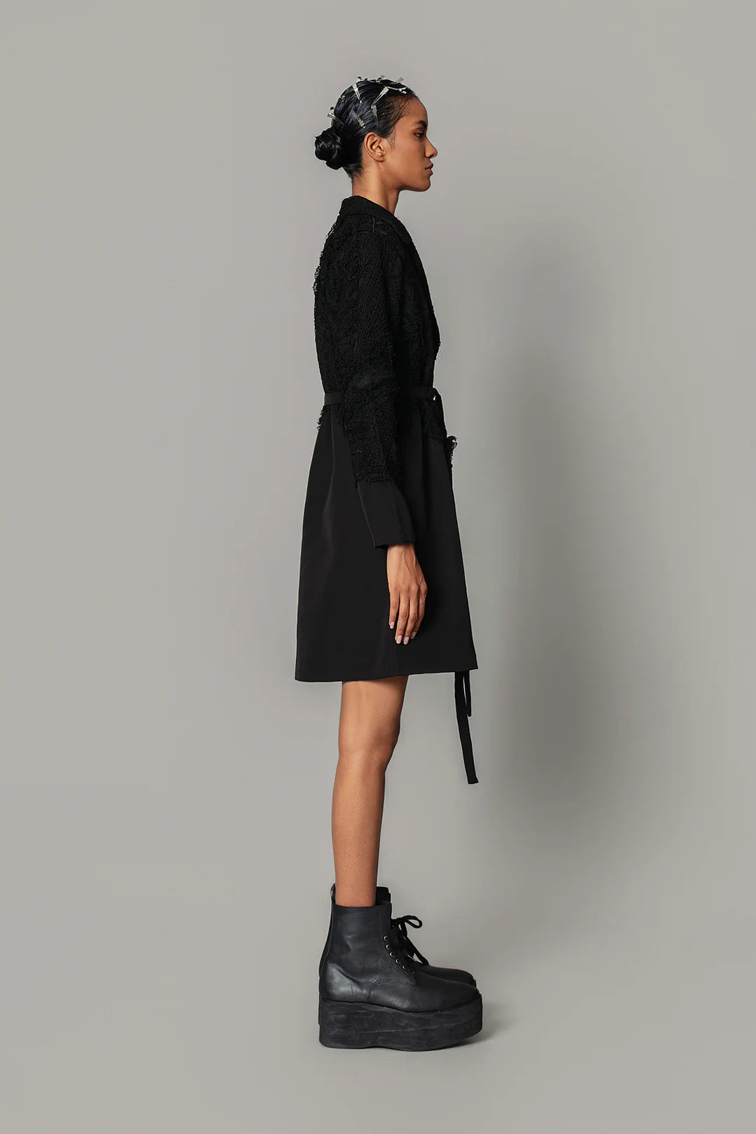 Black On Black Map Coat Dress