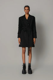 Black On Black Map Coat Dress