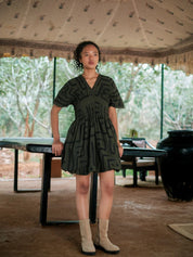 Meknes Kimono Dress Green Tribal Printed