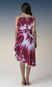 Crimson Aurora Pleated Midi Dress