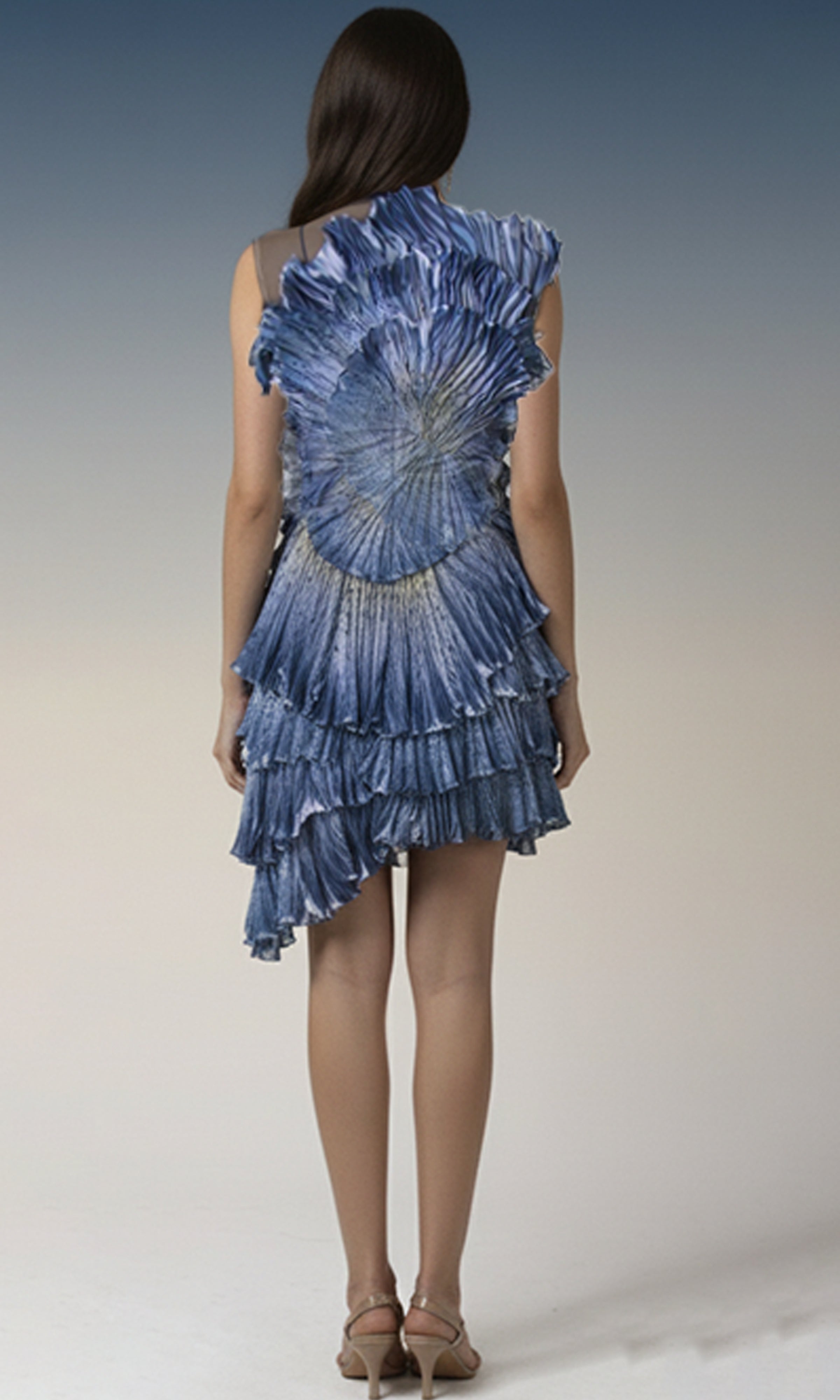 Blue Halo Ruffle Mini Dress