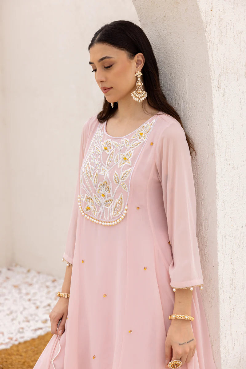 Anchal Rose Pink Peplum Suit With Sharara