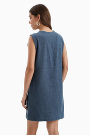 Medium Herringbone Denim Flower Chitta Dress