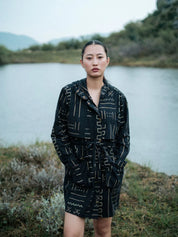 Bodrum Utility Jacket Dress Black Mud Print