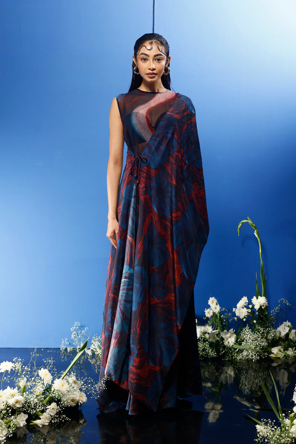 Blrd Red Floral Drape Set