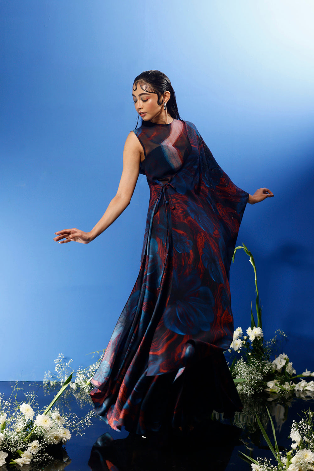 Blrd Red Floral Drape Set