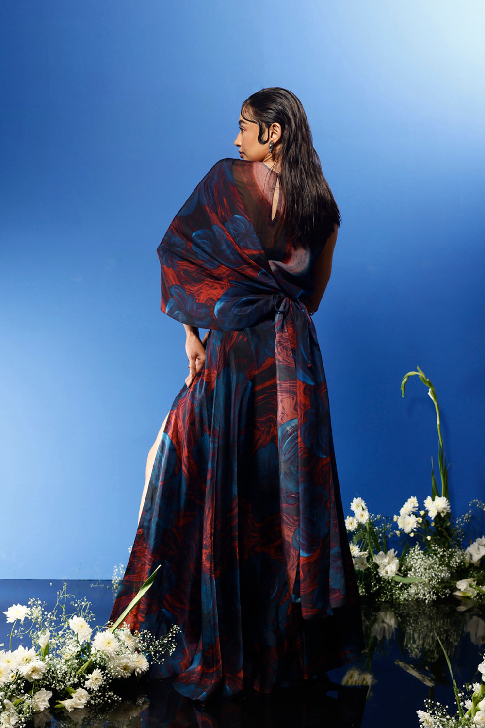 Blrd Red Floral Drape Set