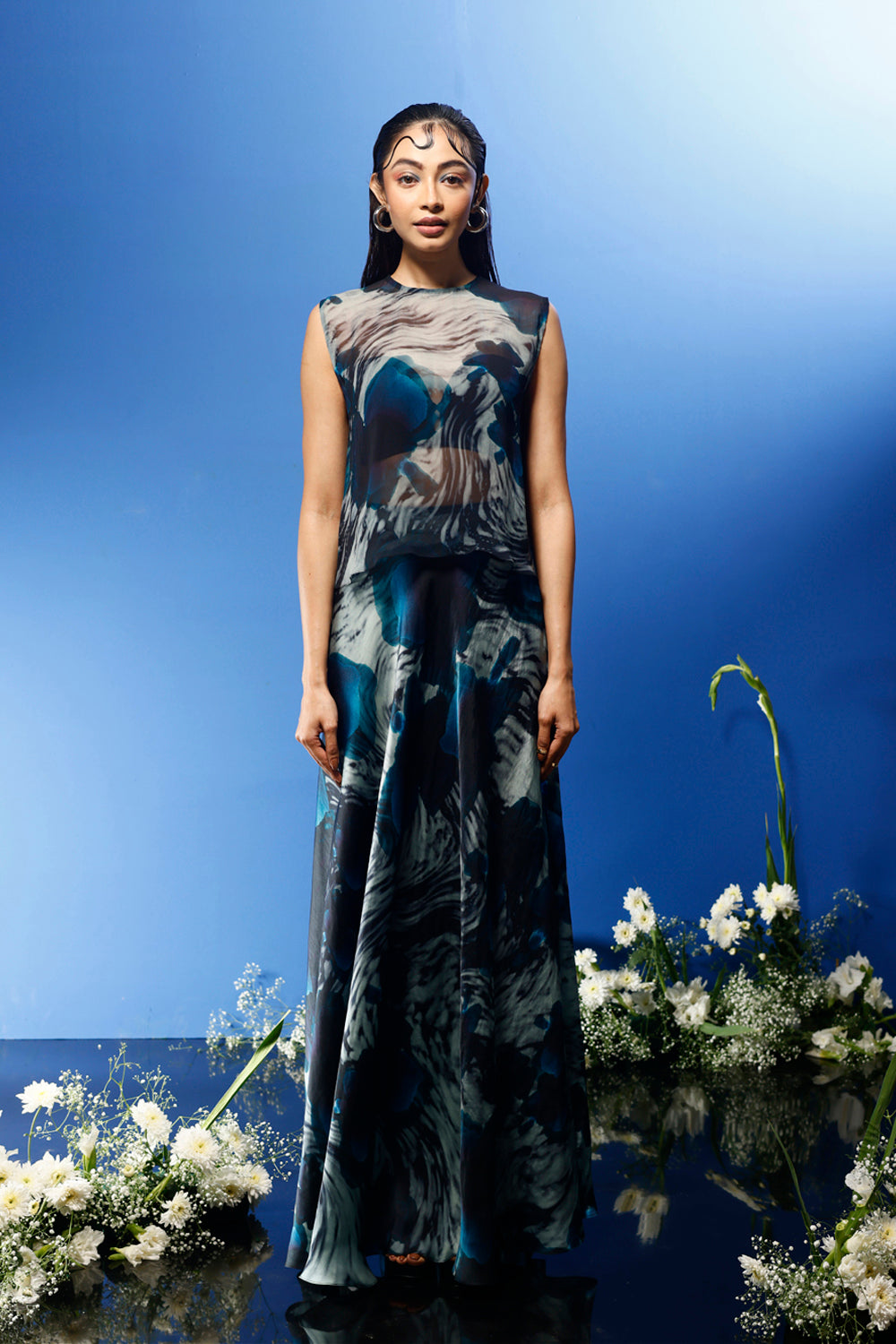 Blrd Blue Floral Drape Set