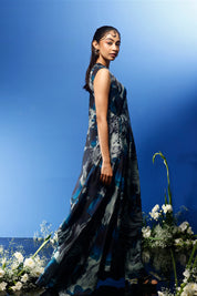 Blrd Blue Floral Drape Set