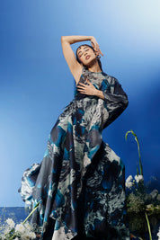 Blrd Blue Floral Drape Set
