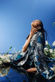 Blrd Blue Floral Drape Set