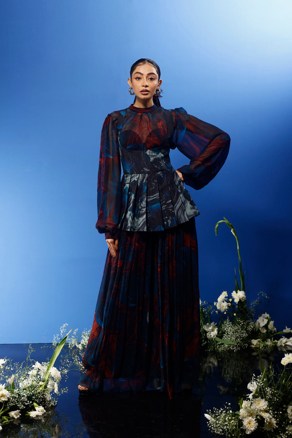 Blrd Red Floral Sharara Set