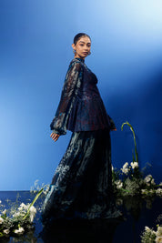 Blrd Blue Floral Sharara Set