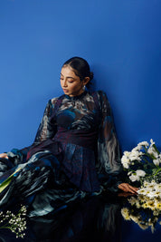 Blrd Blue Floral Sharara Set