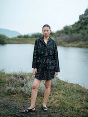 Bodrum Utility Jacket Dress Black Mud Print