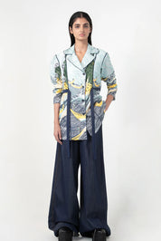 Edo Wave Embroidered Coat Set