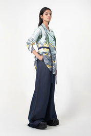 Edo Wave Embroidered Coat Set