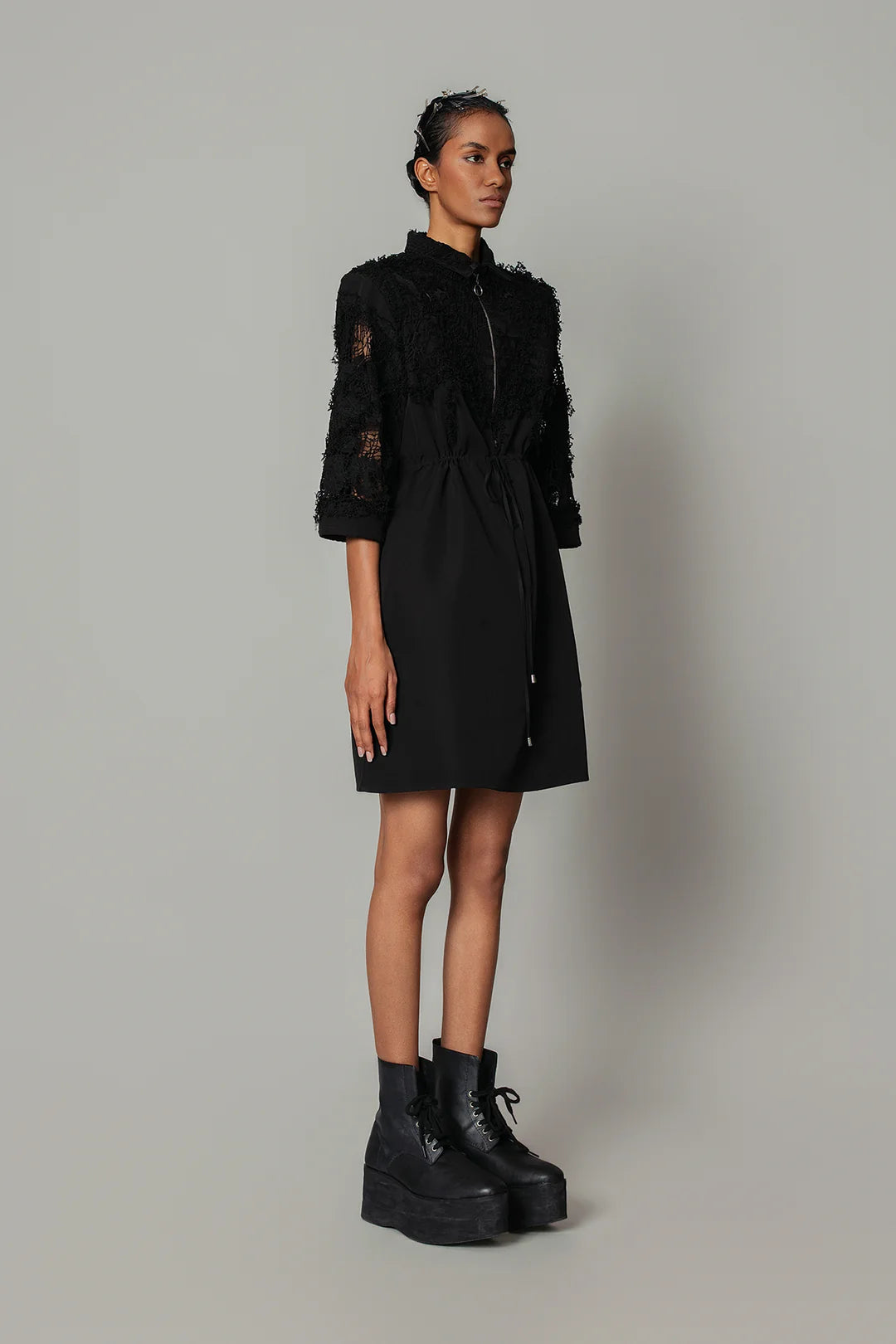 Black On Black Map Short Dress