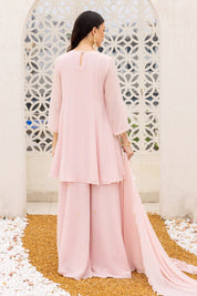 Anchal Rose Pink Peplum Suit With Sharara