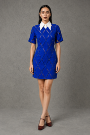 Blue Diamond Cut Dress