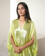 Fresh Green Kaftan Bandhej