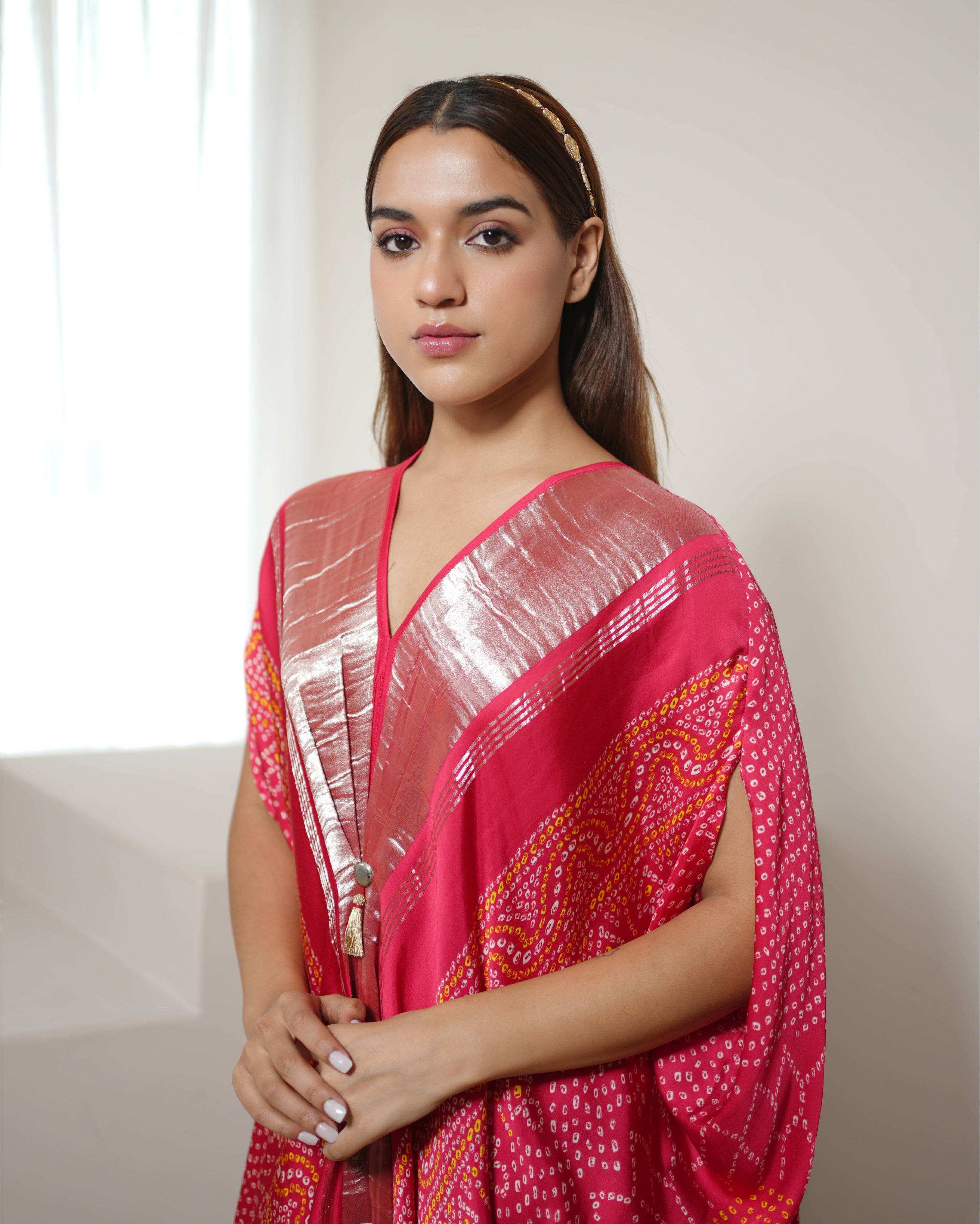 Fuschia Kaftan Bandhej