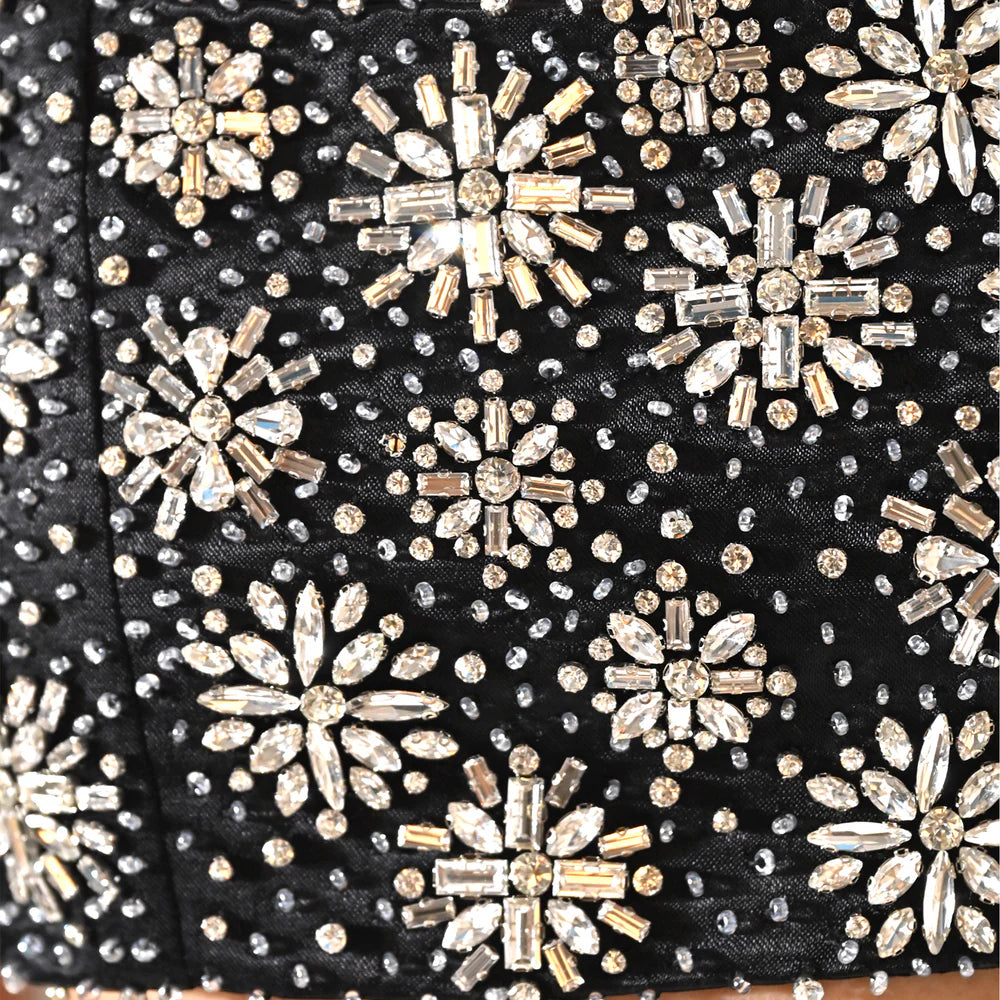 Astra Crystal Black Mini Skirt