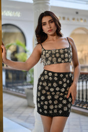 Astra Crystal Black Mini Skirt