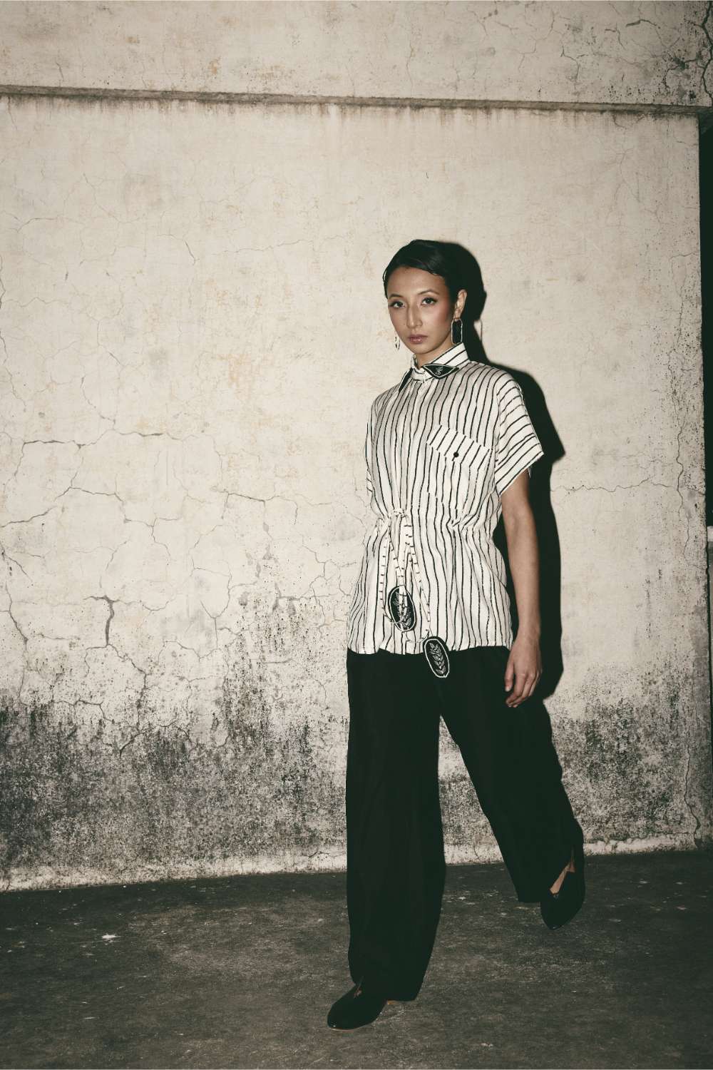 Stripe Tie Up Shirt Set