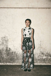Bloom Crop Top with Floral Organza Pants