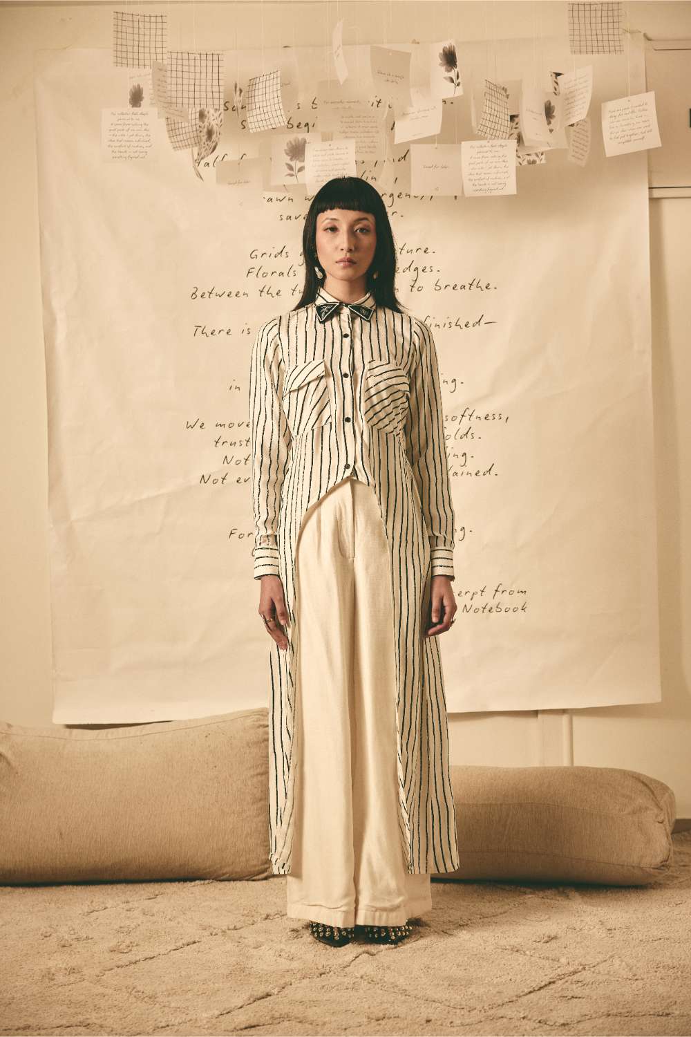 Stripe Long Shirt Set