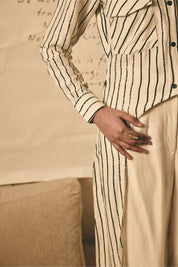 Stripe Long Shirt Set