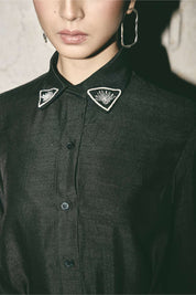 Black Canvas Shirt Dress