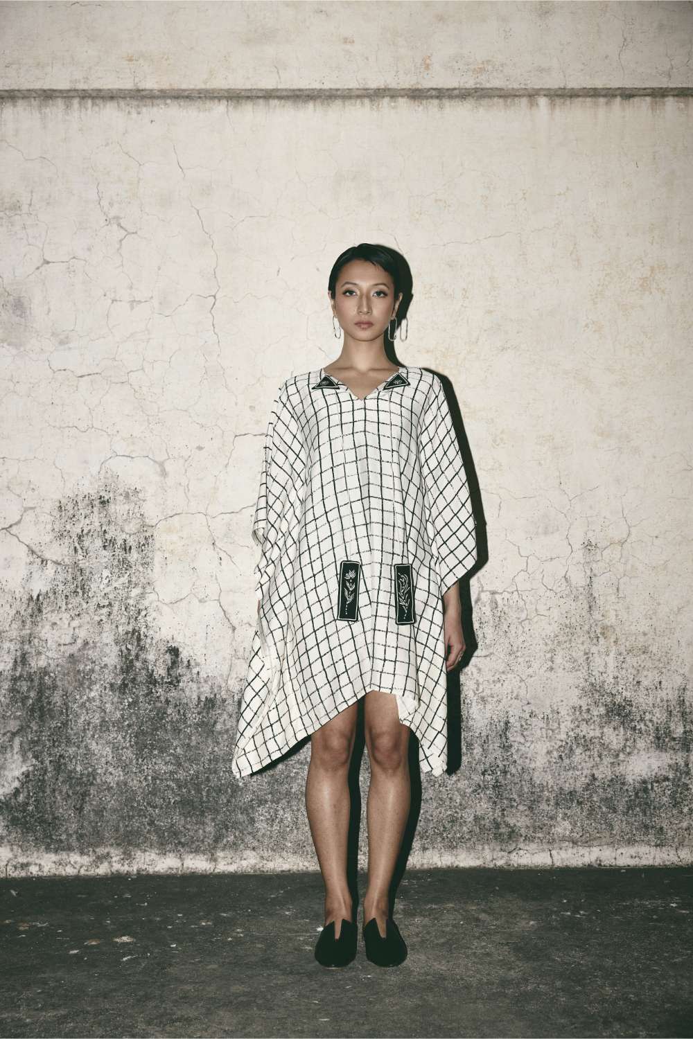 Grid Kaftan Dress
