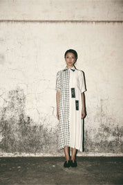 Grid Pleat Dress